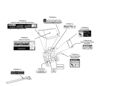 Label Map Diagram and Parts List for CS3310 (24A424M710)(2020) Cub Cadet Chipper Shredder